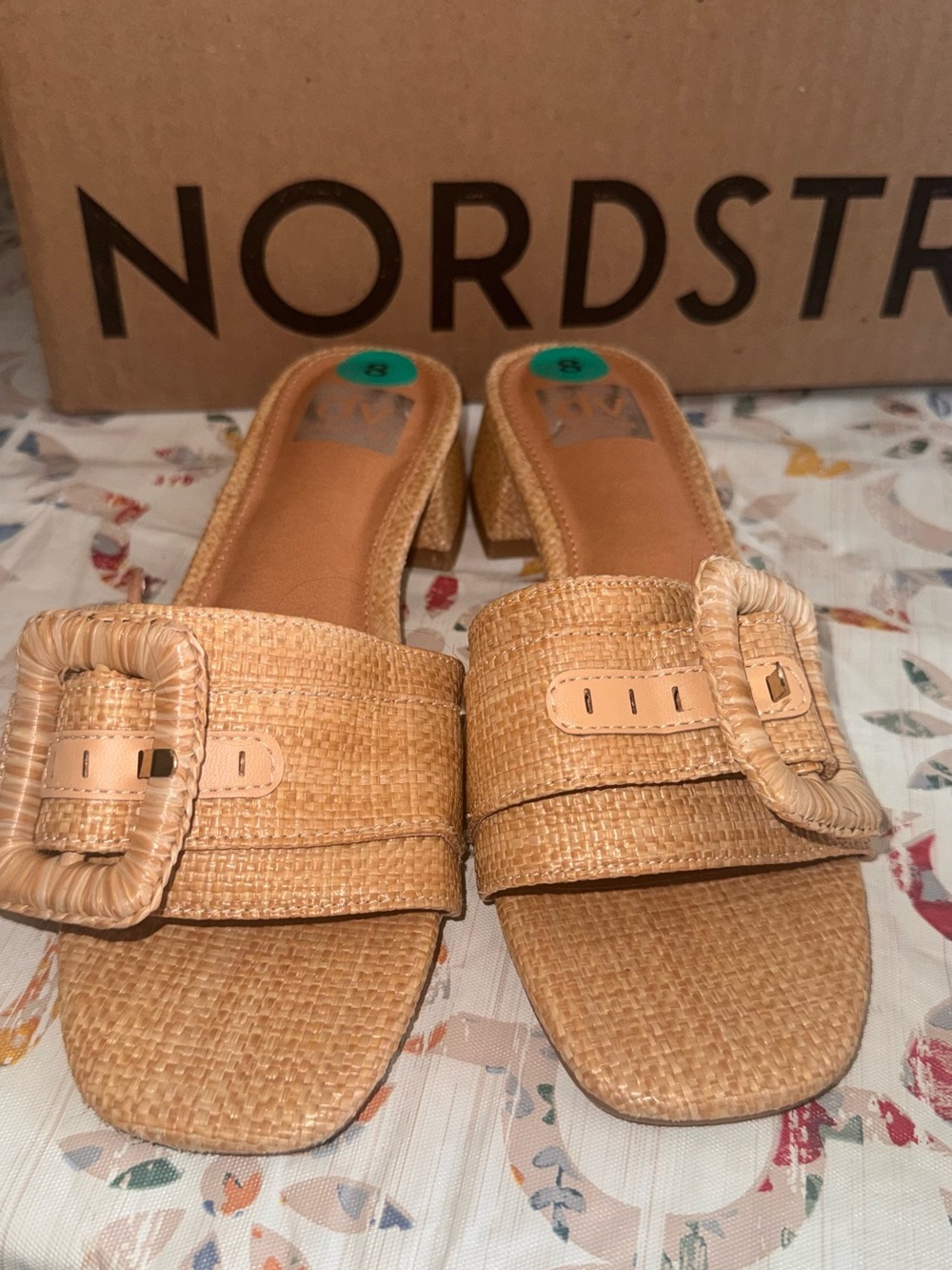 Nordstrom Tan Woven Buckle Mule Sandals sold at Bloomingdales